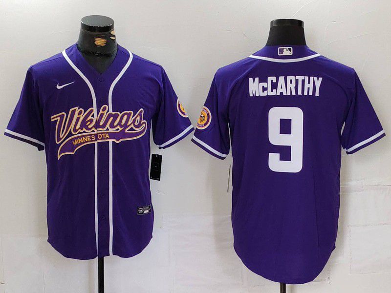 Men Minnesota Vikings #9 Mccarthy Purple Joint Name 2024 Nike Limited NFL Jersey style 1